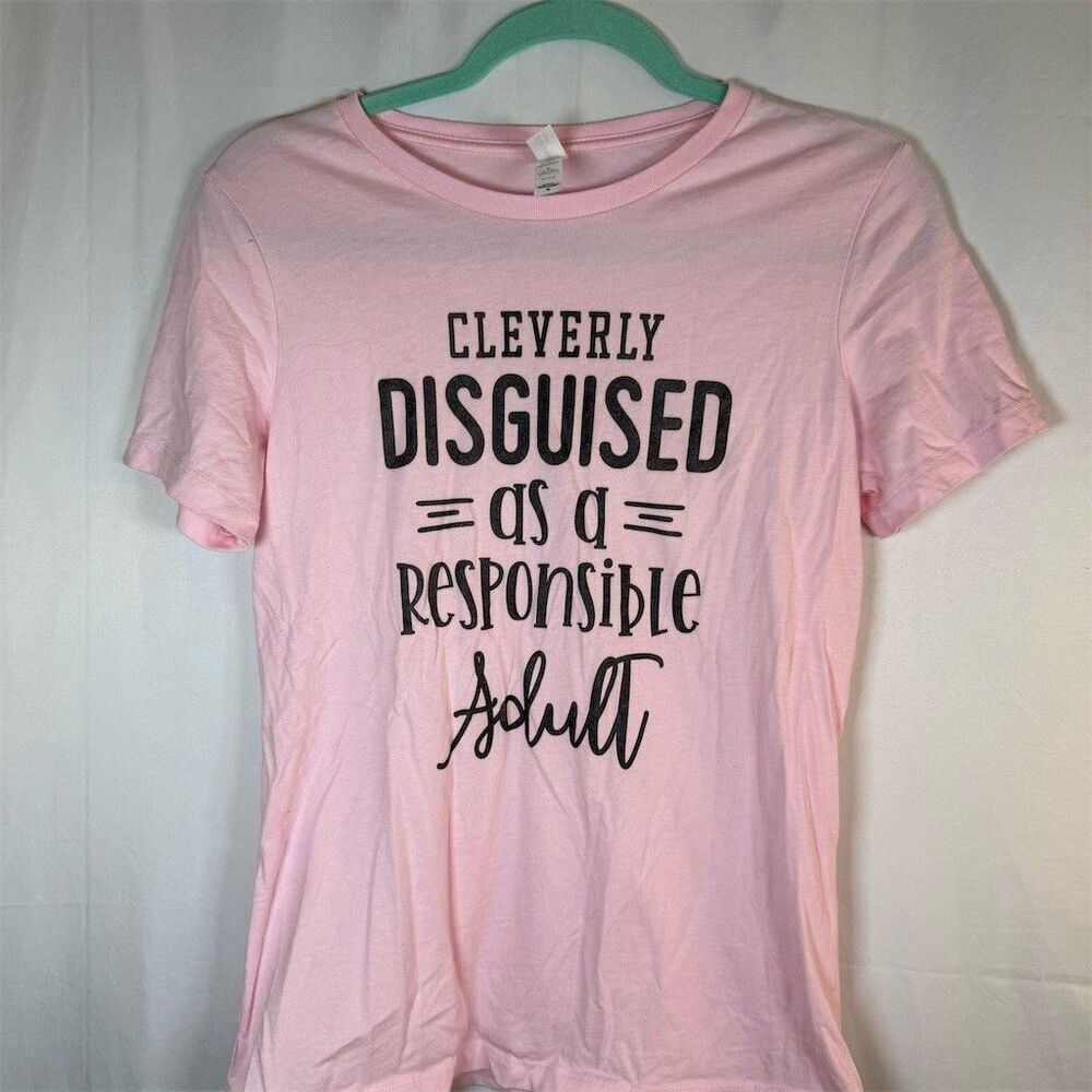Bella+Canvas T-Shirt Unisex Adults Size M Pink Graphic Humor Crew Neck